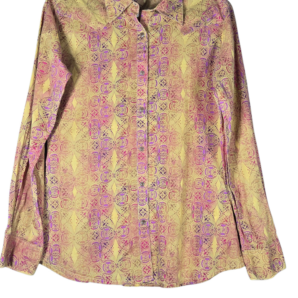 Wrangler Western Shirt Womens Small Pearl Snap Medallion Rodeo Cowgirl Ranch - Picture 4 of 12